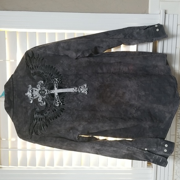 EIGHTY EIGHT MEN'S SHIRT, button down Grey,  Sz L, 100% cotton, EUC. CL#42 - Picture 2 of 5